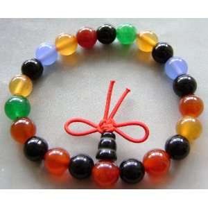   Color Jade Beads Tibet Buddhist Prayer Bracelet Mala 