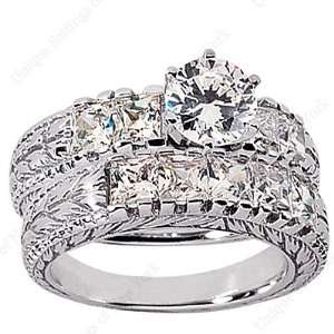   Ring Bridal Set Princess Prong 14k White Gold DALES Jewelry