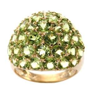   14K Yellow Gold Gemstone Cluster Ring Peridot, size6 diViene Jewelry