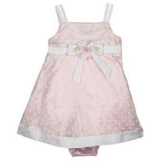  Baby Easter Dress   Pink Satin A line Dress and Bloomers 