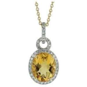   Yellow Gold 2.7cttw Round Diamond and Oval Citrine Necklace Jewelry