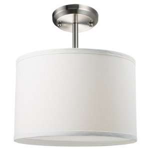   Light Pendant in White / Brushed Nickel with Fabric Shade Home
