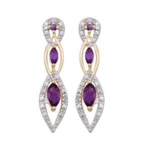   Sterling Silver Africa Amethyst and Diamond Accent Drop Earrings