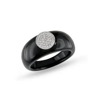 14k White Gold Diamond and Black Onyx Ring, (.1 cttw, GH Color, I1 I2 