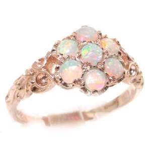 Luxury Ladies Solid Rose Gold Natural Fiery Opal Victorian Daisy Ring 