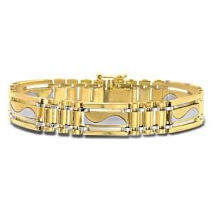  Mens 14k Yellow Gold Bracelet Accented With White Gold 