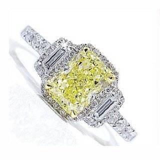  SI 1.68 ct Yellow Diamond Engagement Ring 14K Gold 