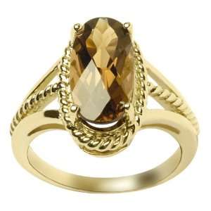   14k Yellow Gold Cognac Quartz Ring by Duneier of NY, Size 7 Jewelry