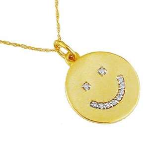    14K Yellow Gold Diamond Smiley Face Necklace Grande Jewelry