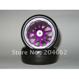  shipping purple aluminum 11 spoke wheels + slick tires 1 