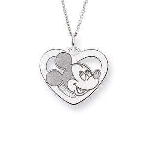 Sterling Silver Mickey Mouse Heart Charm Pendant   Officially Licensed 
