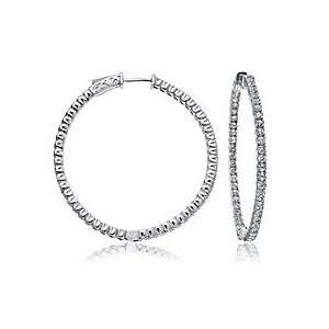 . White Gold Inside Out Diamond Hoop Earrings (1.35ct. tw. G H color 