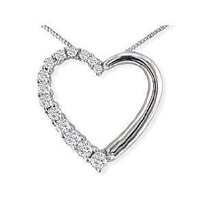  1/4ct Journey Diamond Heart Pendant White Gold Necklace 