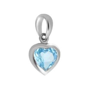  9ct White Gold Sky Blue Topaz Heart Pendant Jewelry