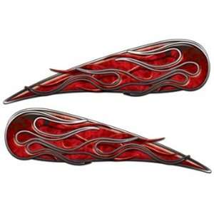  Red Inferno Motorcycle Gas Tank Flame Decals Automotive