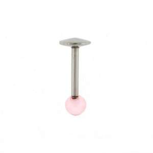 STAINLESS STEEL LABRET PINK (ROUND) Gauge 16, Ball Size 3mm, Length 