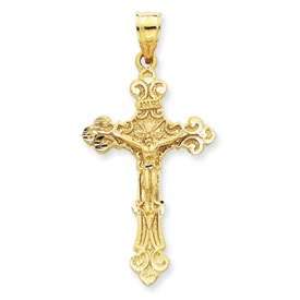 14k INRI Satin Crucifix Pendant FREE WORLDWIDE SHIPPING  