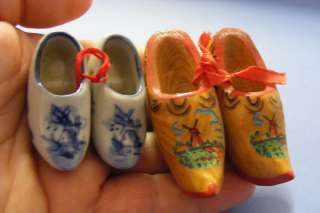 pairs of vtg wood porcelain miniature dutch shoes souvenirs the 