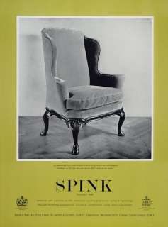 1967 Ad Spink Antique 18th Century Walnut Wing Chair   ORIGINAL 