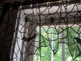 BLACK LACE VALANCE HALLOWEEN BAT WINDOW 46 X 17 BWVB209  