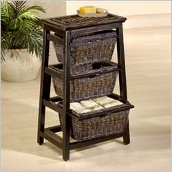 Hillsdale Wood & Wicker Black 3 Drawer Pyramid Spacesaver 796995503410 