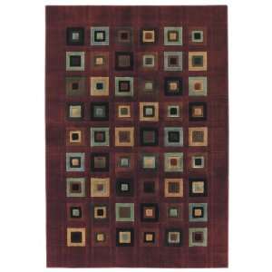   Impressions Grid Block Red Runner 2.60 x 7.80 Area Rug