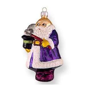  Glass Christmas Ornament, Top Hat Santa, Exclusive Mold 