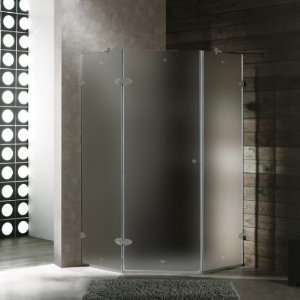   38 Inch Frameless Neo Angle 3/8 Inch Frosted/Brushed Nickel Shower