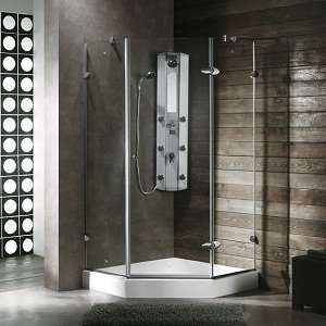   Frameless Neo Angle 38 x 38 Clear Glass Shower Enclosure Chrome