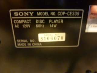 Sony CDP CE335 CD Changer 5 Disc Carousel Player 027242551107  