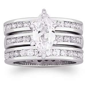  5.5 Carat Marquise Cubic Zirconia CZ 3 Piece Wedding Ring 