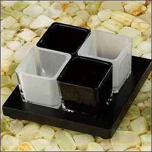 4 Square Cup Black Base Candle Holder with Stand