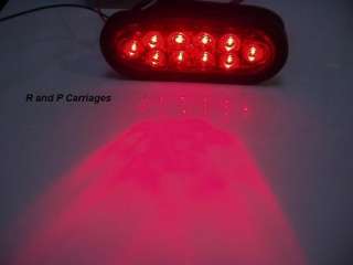 LED Light Oval Stop Turn Tail Red Red Grommet  