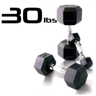 30lb Rubber Coated Hex Dumbbell  