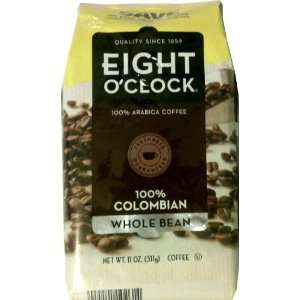 Eight OClock Coffee, 100% Colombian Whole Bean, 11 Ounce Bags   3 