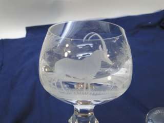   LACE CRYSTAL WINE GLASSES SET 2~ENGRAVED KENYAN AFRICAN GIRAFFE glass