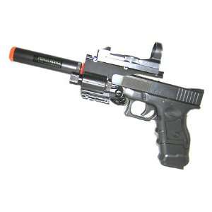 G17 Style Spring Air Pistol with Laser Site, Fake Silencer and Mock 