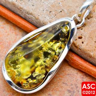 AUTHENTIC BALTIC AMBER .925 SILVER PENDANT 2 1/4  