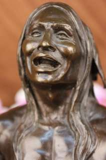 Signed Shaman Native American Indian Bronze Sculpture Figure Figurine 