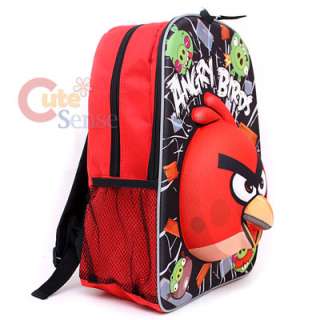 Angry Birds 16 School Backpack 3D Large Red Bird Emblem Figure 