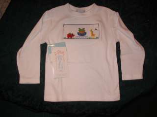   La Fete Baby Boy Girl Smocked LS Tee shirt 2T NOAHS ARK animals  