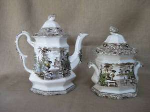 Antique Teapot & SugarBox, 1847 Staffordshire, MV&Co.  