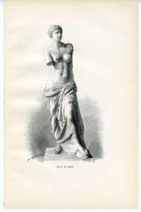 Statue Venus of Milo Aphrodite de 1885 Antique Print  