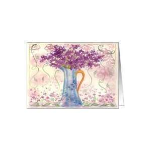 Purple Flowers Antique Vase Collage Card Card Health 