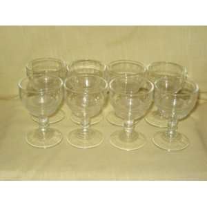   Vintage  Ringed Pattern  Clear 3 1/2 Inch Cordial Wine Glasses