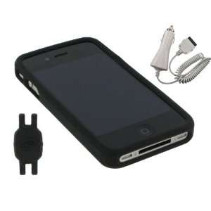  Silicone Skin Case + Car Charger for Apple iPhone 4 4th Generation 