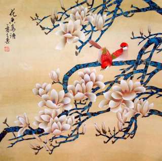 Oriental Art Asian Chinese painting Birds and Flowers  