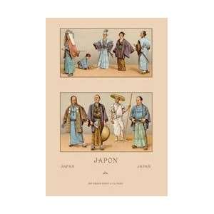  Traditional Dress of Diverse Japanese Castes 12x18 Giclee 