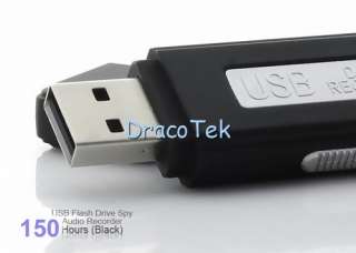 USB Flash Drive Spy Audio Recorder   150 Hours (Black) UR08 8G