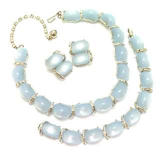   Kramer Baby Blue Moonglow Rhinestone Necklace Bracelet Earrings  